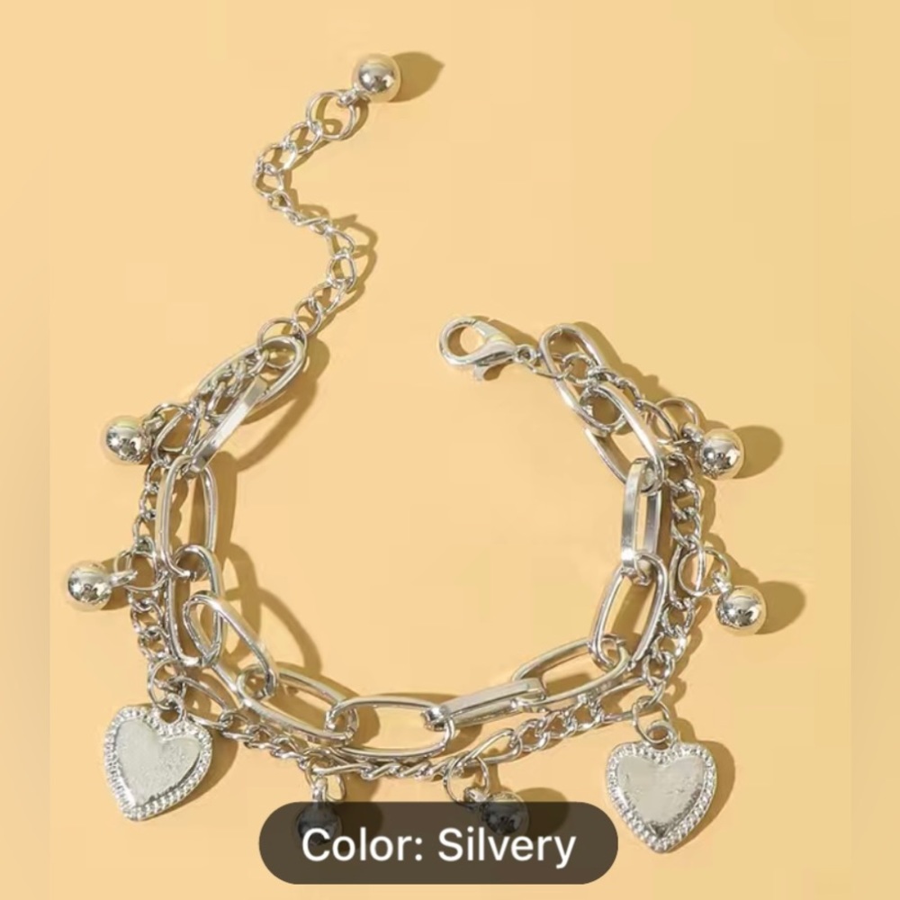 HUGE BUNDLE SALE! LOVE INSPIRING HEART SHAPED CHARMS MULTI-LAYER BRACELET NEW